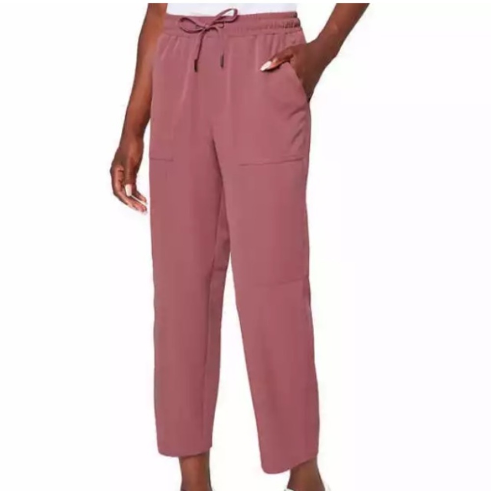 Mondetta Women's High-Rise Textured Ankle Pants, Dark Orchid Pink